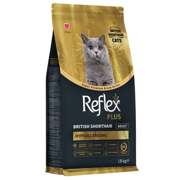 Reflex Plus British Shorthair Tavuklu ve Kızılcıklı Yetişkin Kedi Maması - 1.5 Kg