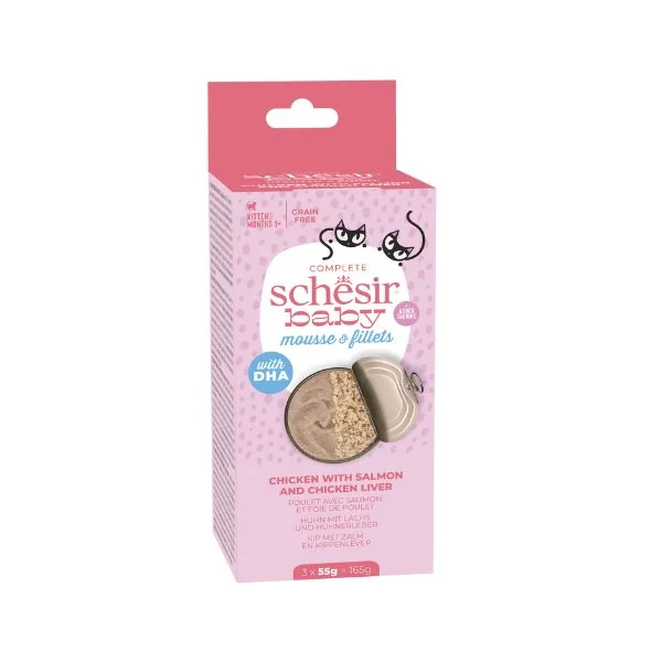 Schesir Kedi Maması: En İyi 10 Mama (Uzman Seçimleri) 5 Schesir Baby Cat Somonlu ve Tavuk Ciğerli Yavru Kedi Konservesi