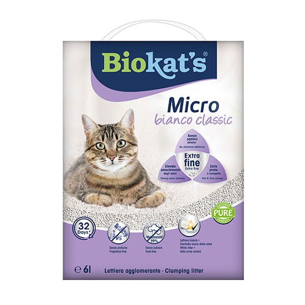 Biokats Micro Bianco Classic Kokusuz Topaklanan Doğal Kedi Kumu