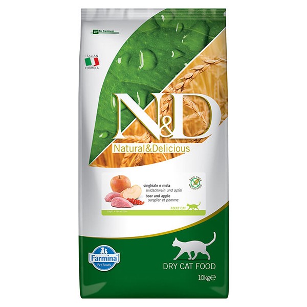 N&D Prime Domuzlu ve Elmalı Tahılsız Yetişkin Kedi Maması