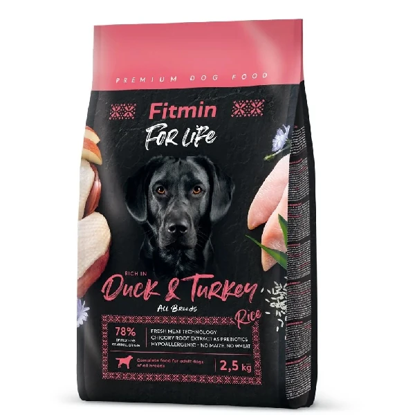 Fitmin For Life Tüm Irklar için Ördek ve Hindi Etli Yetişkin Köpek Maması - 2.5 Kg