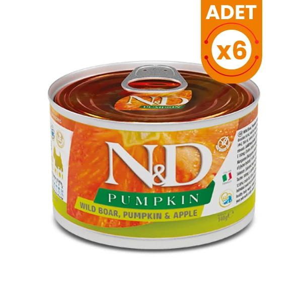 N&D Pumpkin Yaban Domuzu Elmalı ve Balkabaklı Mini Irk Konserve Yaş Köpek Maması - 6 Adet 140 Gr