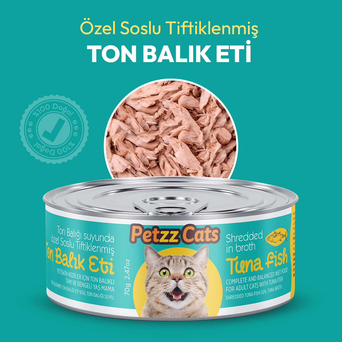 PetzzCats Lezzetli Sos İçinde Taze Fileto Ton Balıklı Konserve Kedi Maması