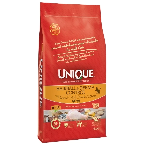 Unique Deri ve Tüy Sağlığı için Tavuklu ve Balıklı Yetişkin Kedi Maması - 2 Kg