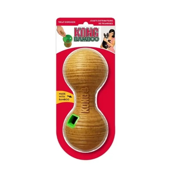 Kong Bamboo Feeder Dambıl Şeklinde Köpekler için Ödül Maması Dağıtma Oyuncağı
