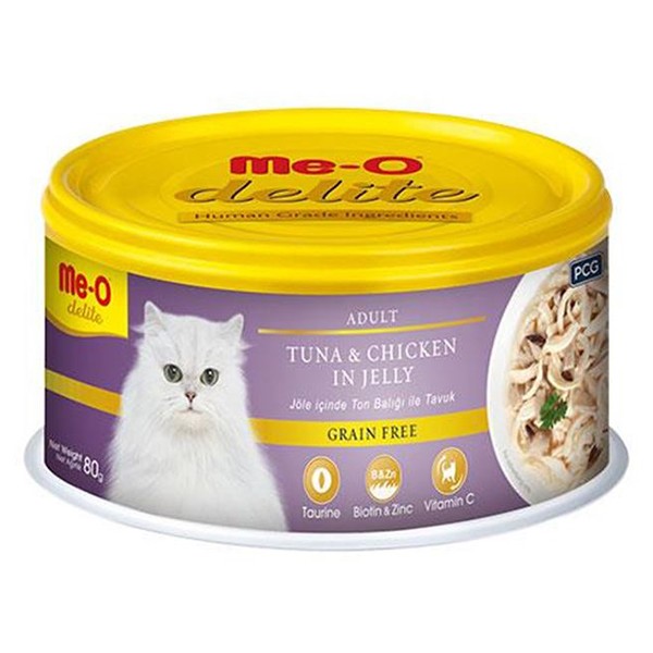 Meo Delite Tahılsız Jöleli Ton Balıklı ve Tavuklu Yetişkin Konserve Kedi Maması