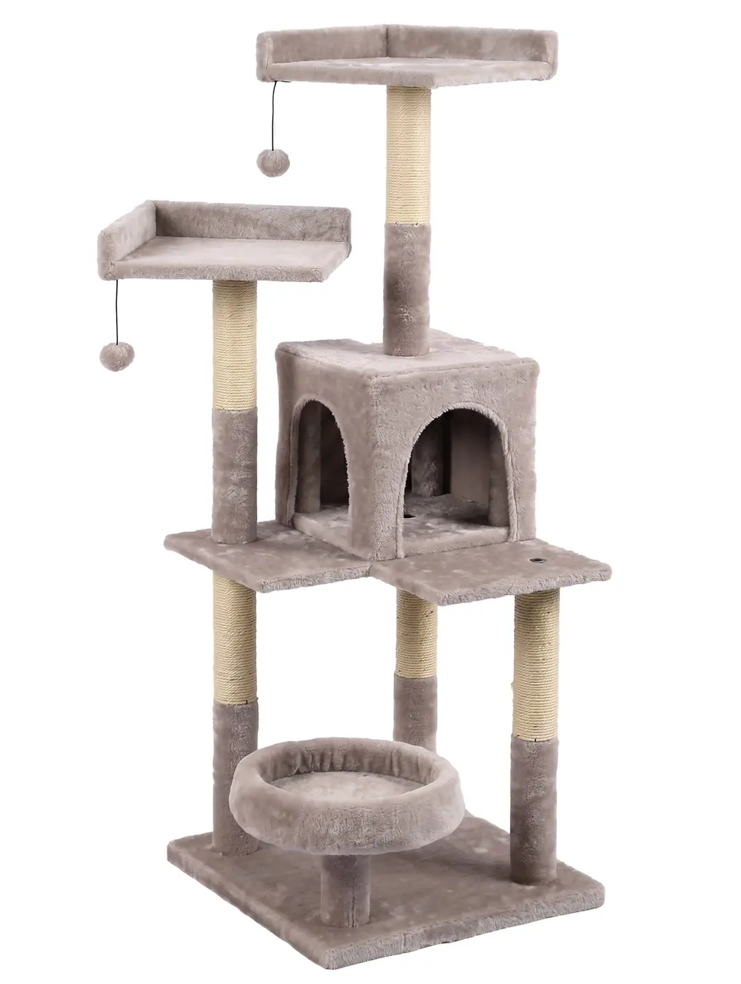 Tommy Çok Katlı Lüks Bej Kedi Tırmalama Evi 45x45x121