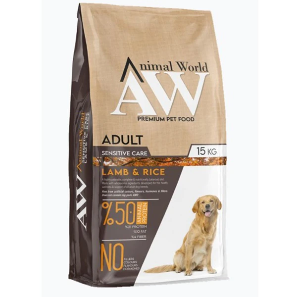 Animal World Adult Kuzu Etli ve Pirinçli Yetişkin Köpek Maması - 15 Kg