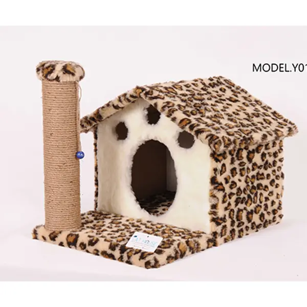 Cat Hause Y01 Ev Şeklinde Yuvalı ve Yataklı Kedi Tırmalama Evi