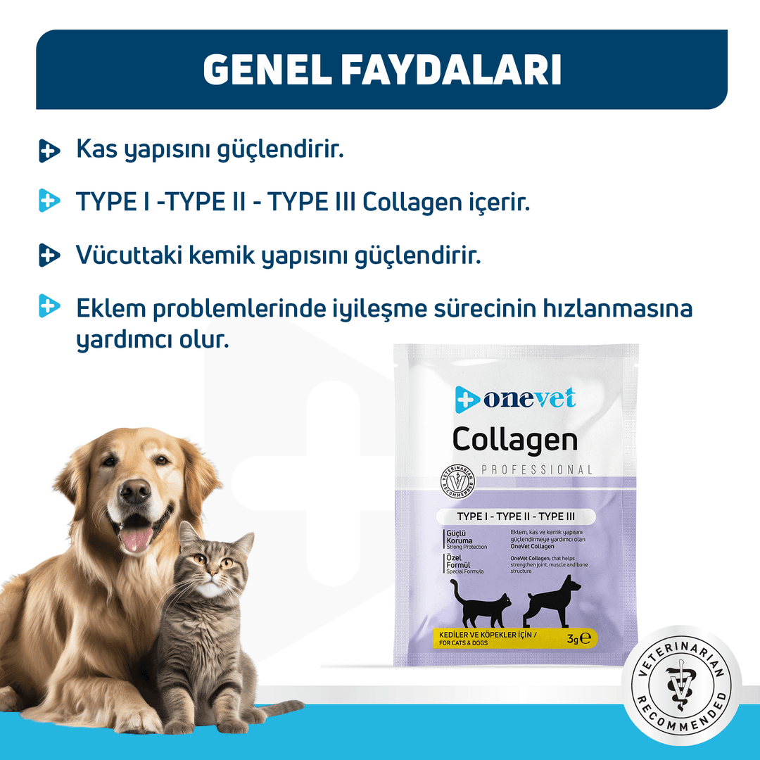 OneVet Collagen Kedi ve Köpekler için Eklem ve Kas Destekleyici Saşe