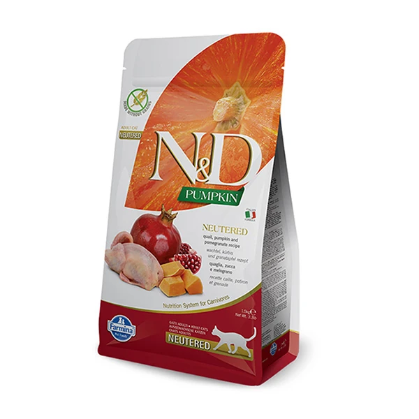 N&D Pumpkin Balkabaklı Bıldırcın ve Narlı Kısırlaştırılmış Kedi Maması - 5 Kg