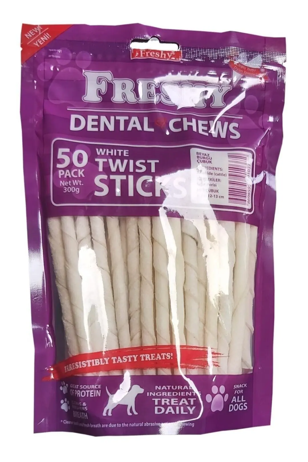 Freshy Dental Twists - Beyaz Burgu Çubuk - 50'li Paket -