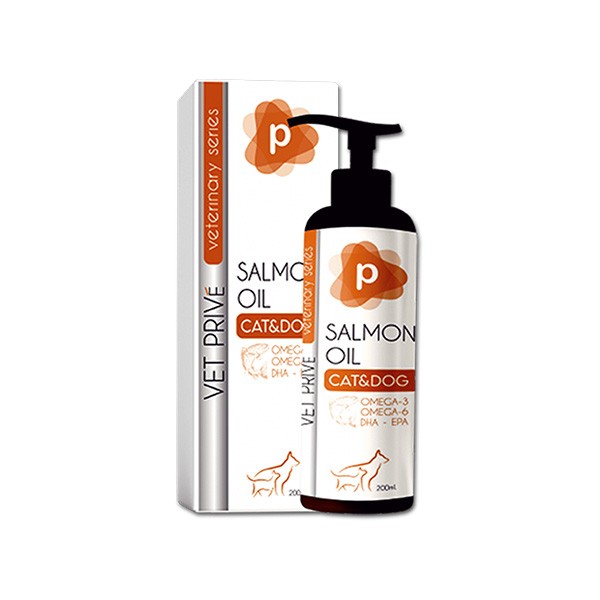 Vet Prive Veterinary Salmon Oil Kedi ve Köpekler için Omega 3 ve Omega 6 Sıvı Desteği