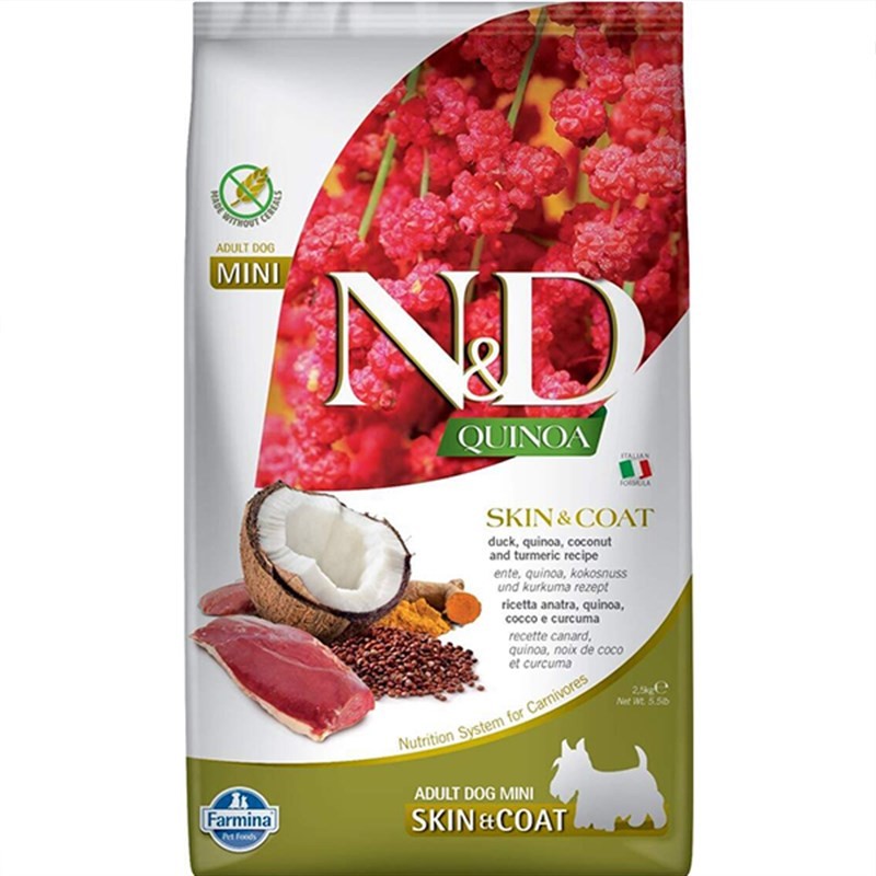 N&D Quinoa Skin Coat Ördekli Mini Yetişkin Köpek Maması