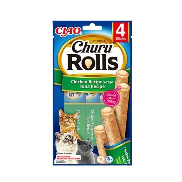 Inaba Ciao Churu Rolls Sticks Tavuk Sargılı ve Ton Balıklı Kedi Ödül Maması