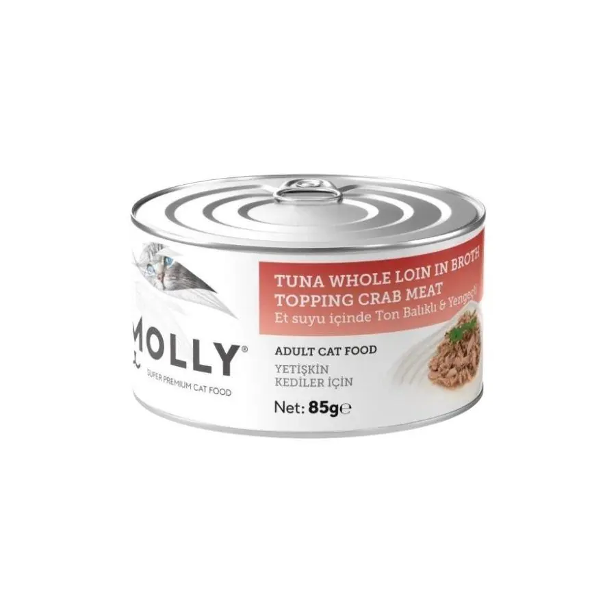Molly Et Suyu İçinde Ton Balıklı ve Yengeçli Tahılsız Yetişkin Kedi Konservesi