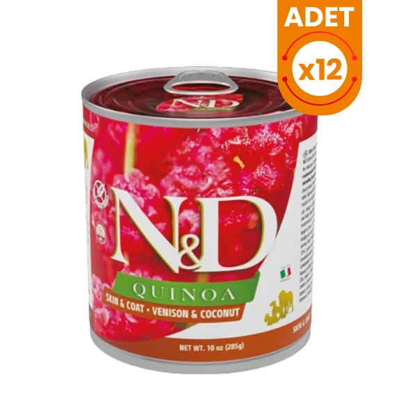 N&D Quinoa Geyikli ve Hindistan Cevizli Konserve Yaş Köpek Maması - 12 Adet 285 Gr