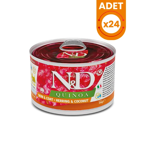 N&D Quinoa Ringa Balıklı ve Hindistan Cevizli Mini Irk Konserve Yaş Köpek Maması - 24 Adet 140 Gr