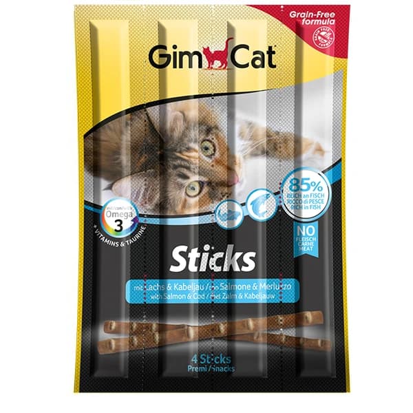 Gimcat Sticks Somon ve Morina Balıklı Kedi Ödül Çubuğu