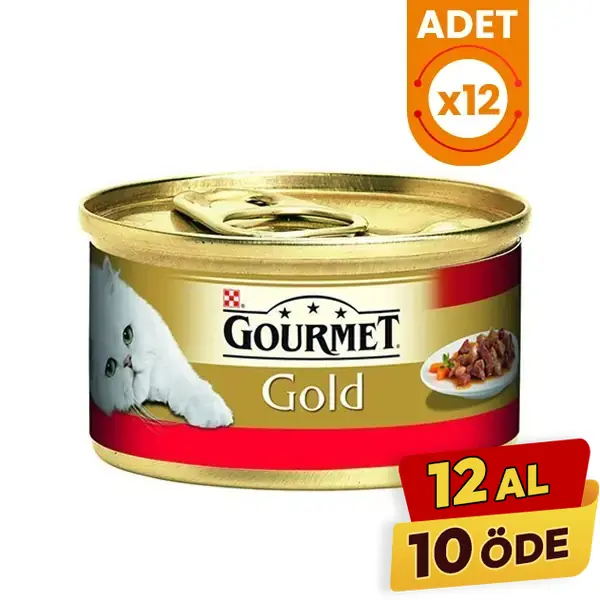 Gourmet Gold Parça Sığır Etli Yetişkin Konserve Kedi Maması