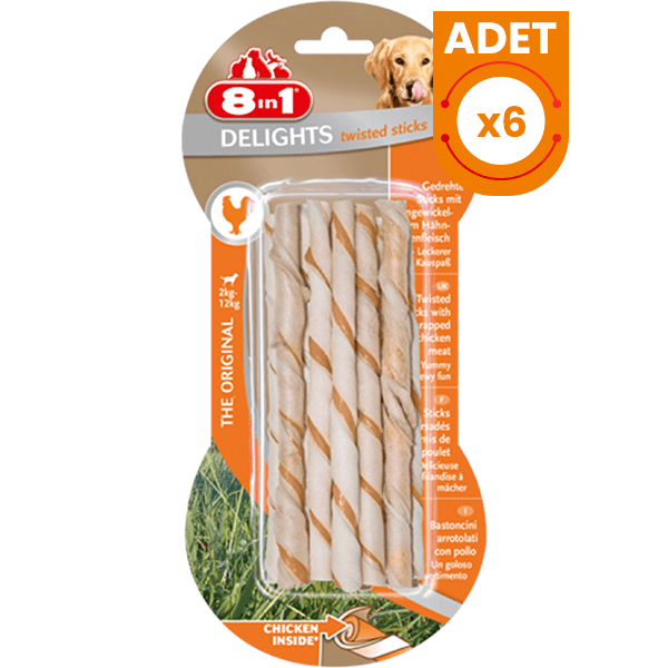8in1 Delights Twisted Tavuklu Burgu Köpek Kemik Ödülü