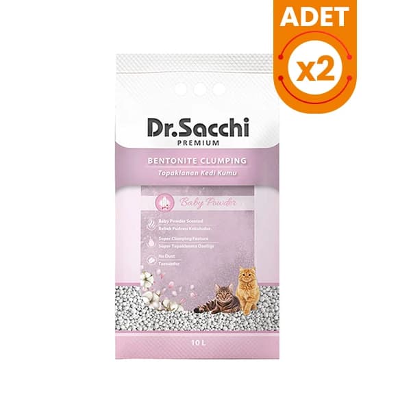 Dr.Sacchi Süper Emici Bebek Pudralı Topaklanan Bentonit Doğal Kedi Kumu