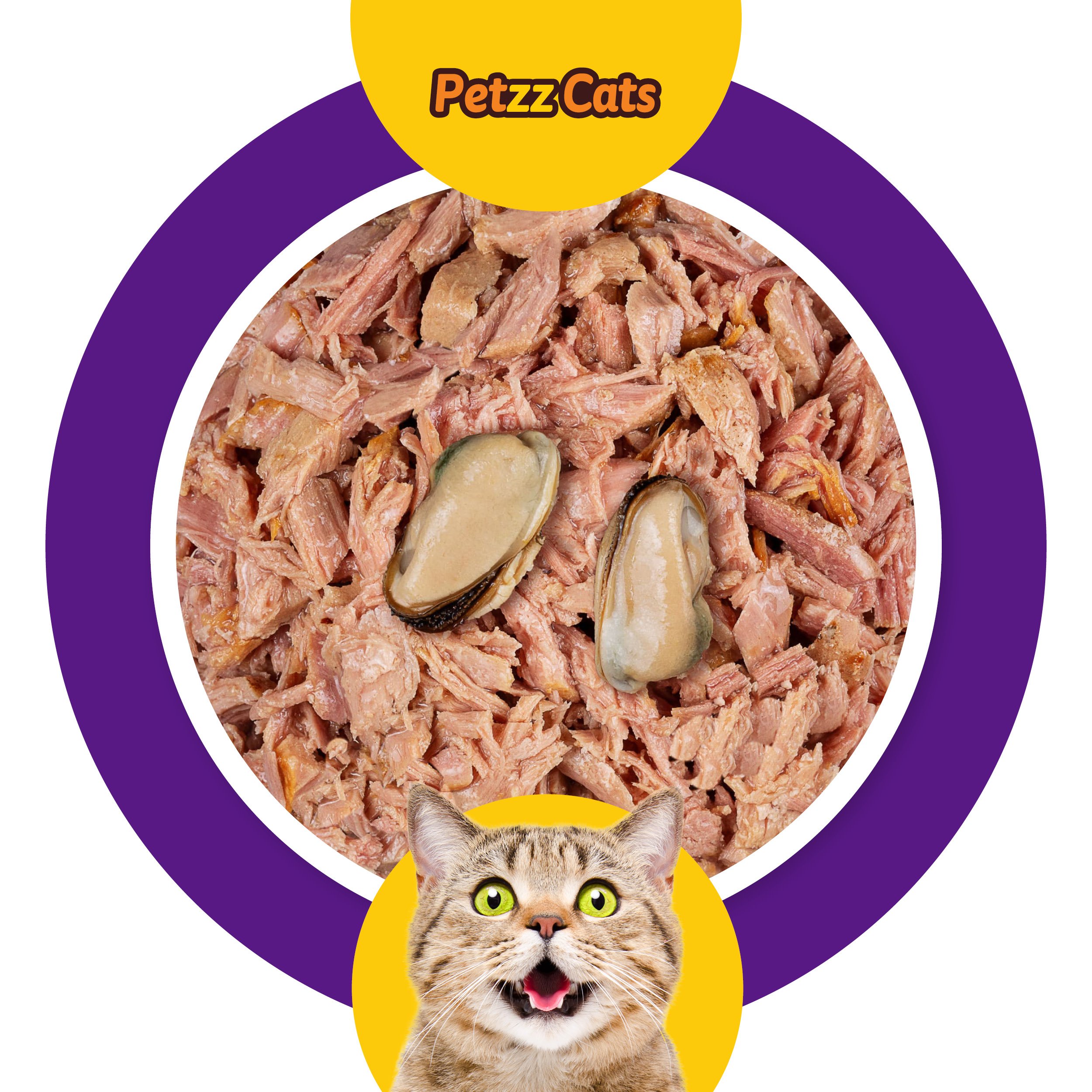 PetzzCats Ton Balığı & Midye Konserve Kedi Maması