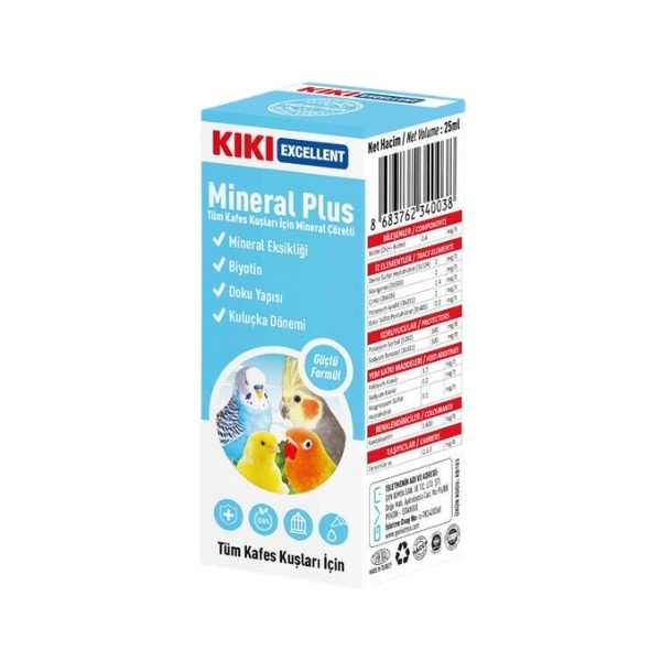 Kiki Excellent Mineral Plus Kuşlar için Mineral Çözelti Sıvı Damla