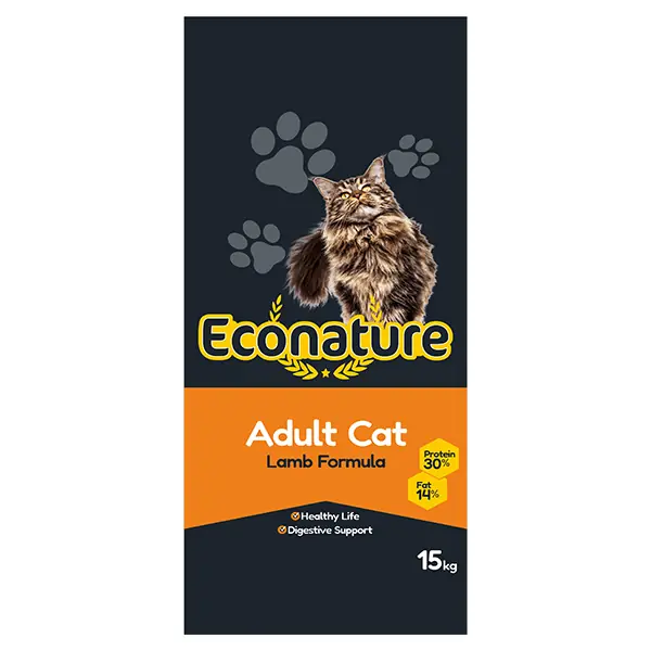 Econature Mama ile Kedi Sorunlarına Doğal ve Hızlı Çözümler 5 Econature Kuzu Etli Yetişkin Kedi Maması