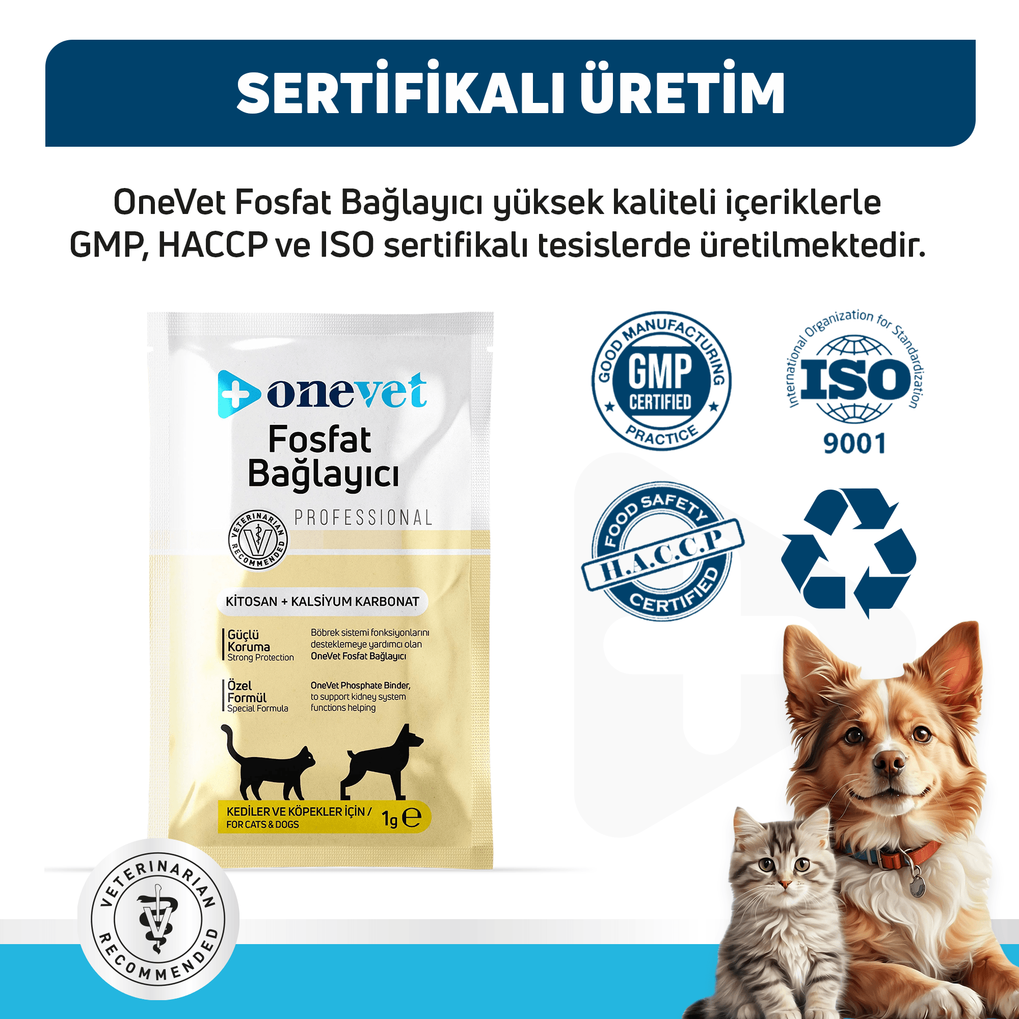OneVet Fosfat Bağlayıcı Kedi ve Köpekler İçin Böbrek Sağlığı Destekleyici Saşe