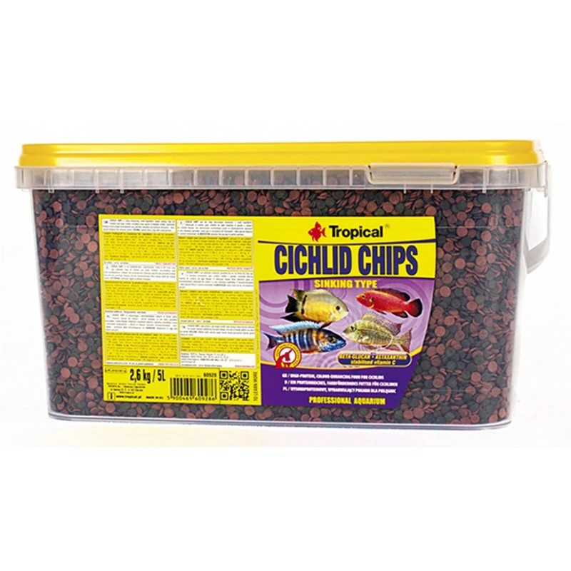 Tropical Cichlid Chips Cichlid Balıkları için Renklendirici Cips Balık Yemi