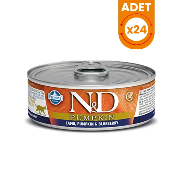 N&D Pumpkin Balkabaklı Kuzu Eti ve Yaban Mersinli Konserve Kedi Maması - 24 Adet 70 Gr