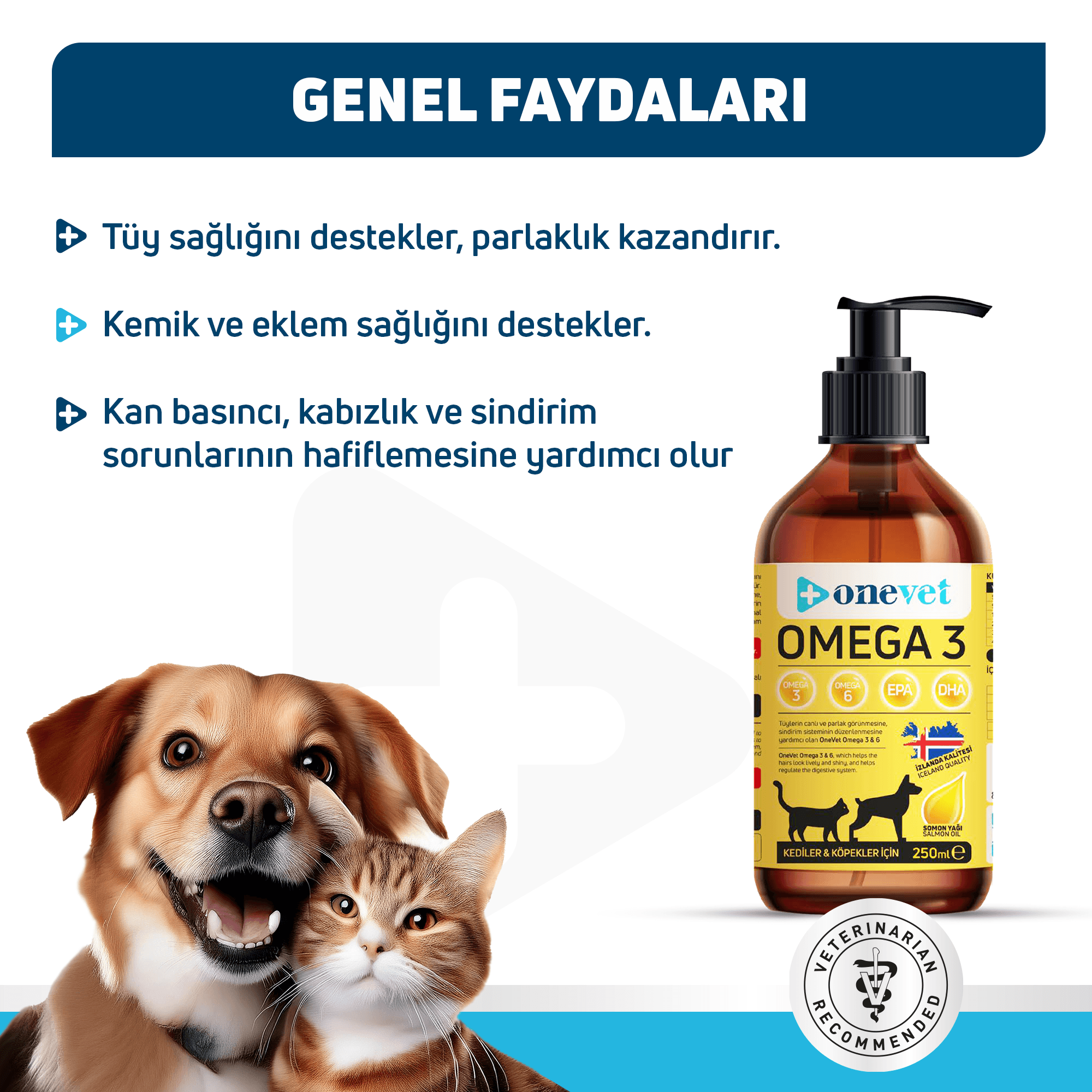 OneVet Omega 3 Kedi ve Köpekler İçin Deri ve Tüy Sağlığı Destekleyici Balık Yağı