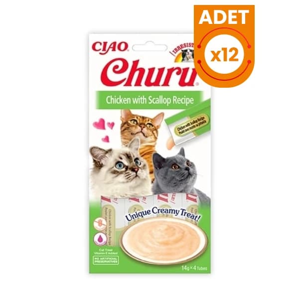 Inaba Ciao Churu Cream Tavuklu ve Deniz Taraklı Sıvı Kedi Ödül Maması