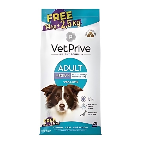 Vet Prive Adult Kuzu Etli Orta Irk Yetişkin Köpek Maması