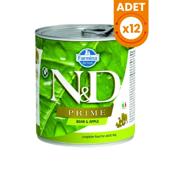 N&D Prime Yaban Domuzu ve Elmalı Konserve Yaş Köpek Maması - 12 Adet 285 Gr