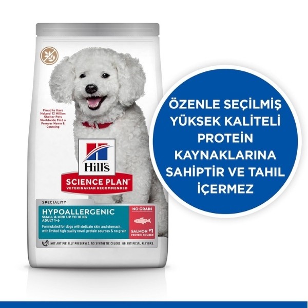 Hills Science Plan Hypoallergenic Somonlu Mini Irk Tahılsız Yetişkin Köpek Maması