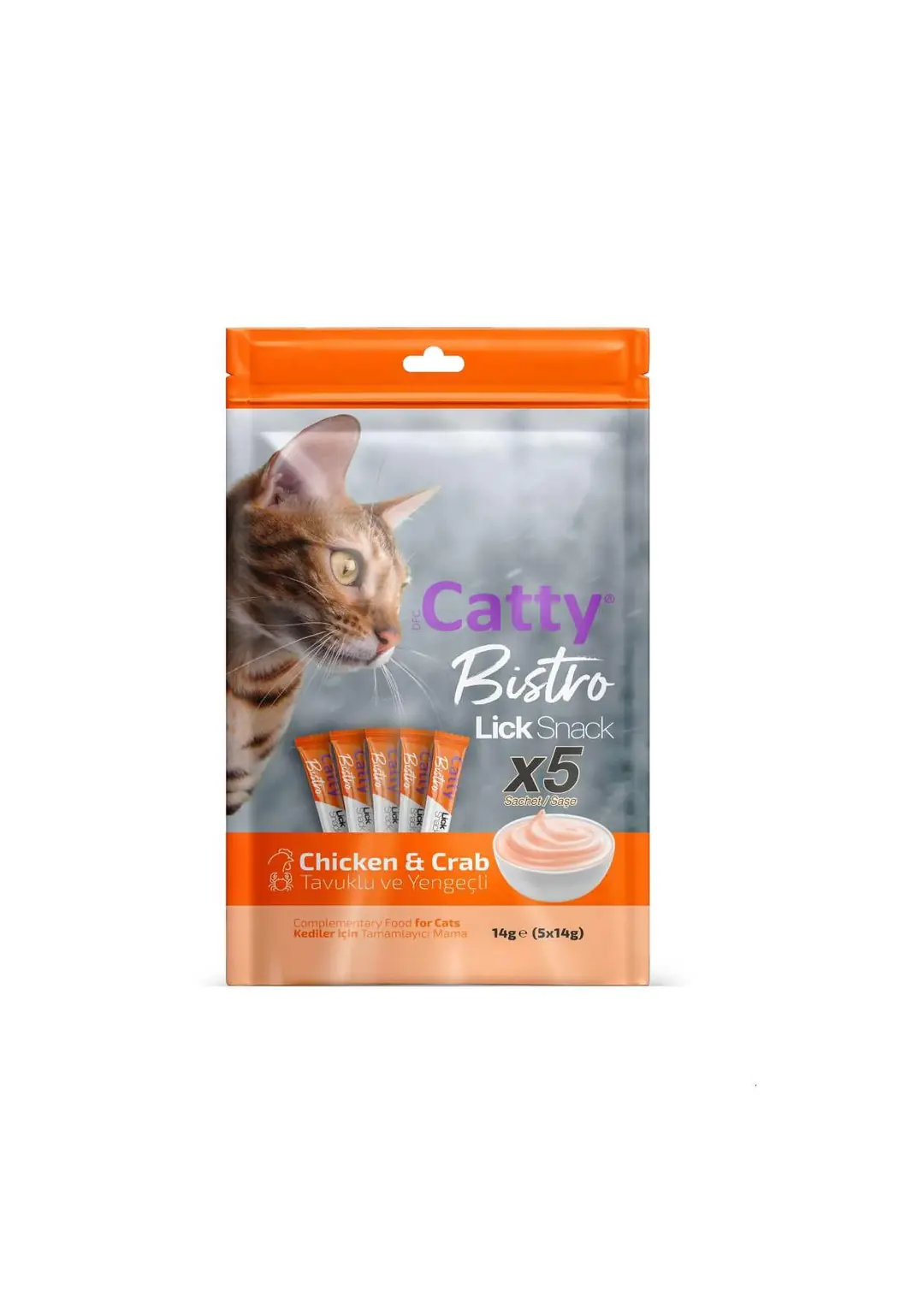 Catty Bistro Tavuklu ve Yengeçli Yetişkin Kedi Krema Ödülü 5 x