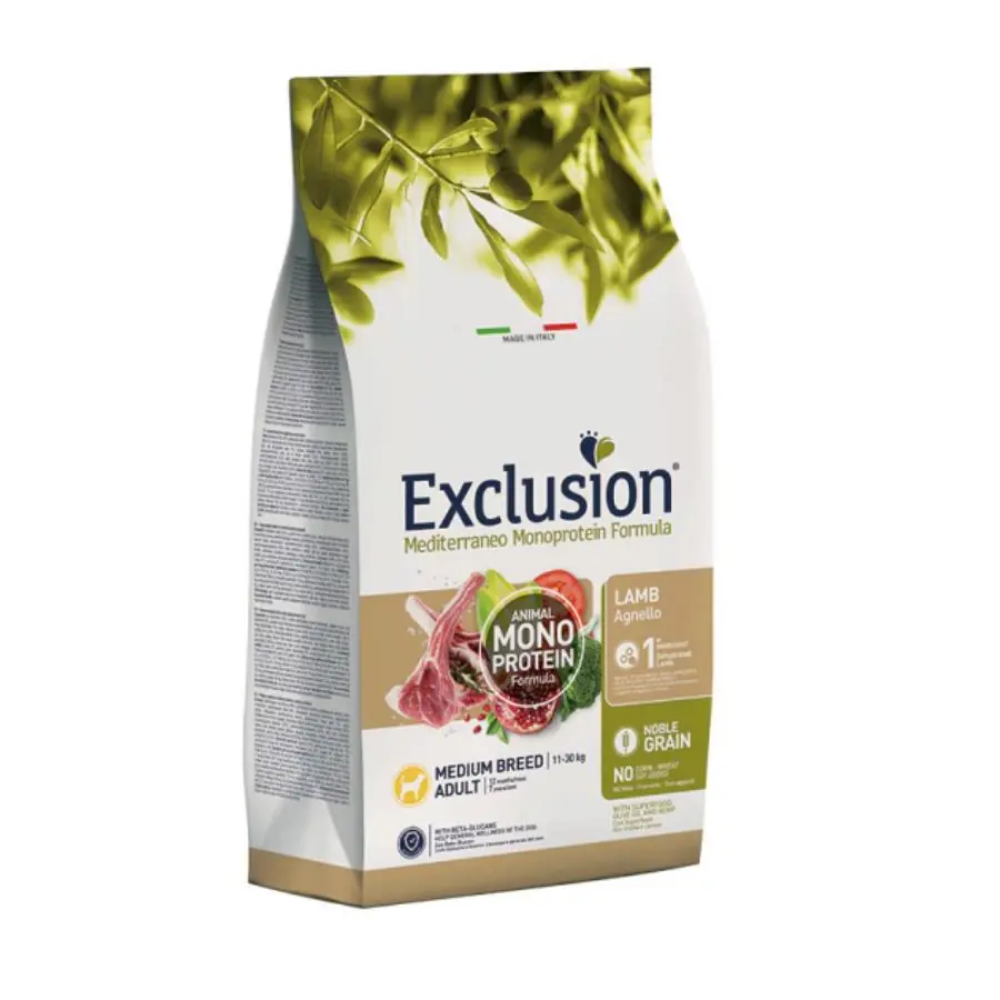 Exclusion Monoprotein Kuzu Etli ve Narlı Düşük Tahıllı Orta Irk Yetişkin Köpek Maması