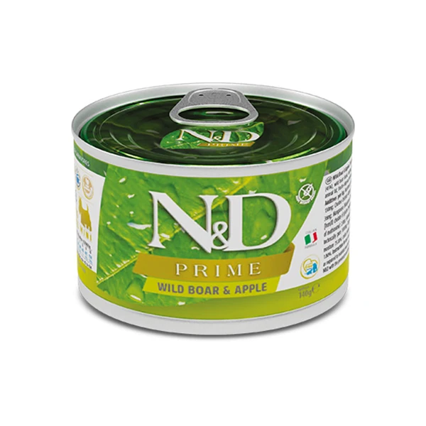 N&D Prime Yaban Domuzlu ve Elmalı Mini Irk Konserve Yaş Köpek Maması - 1 Adet 140 Gr