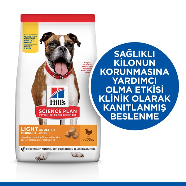 Hills Adult Light Medium Tavuklu Yetişkin Köpek Maması