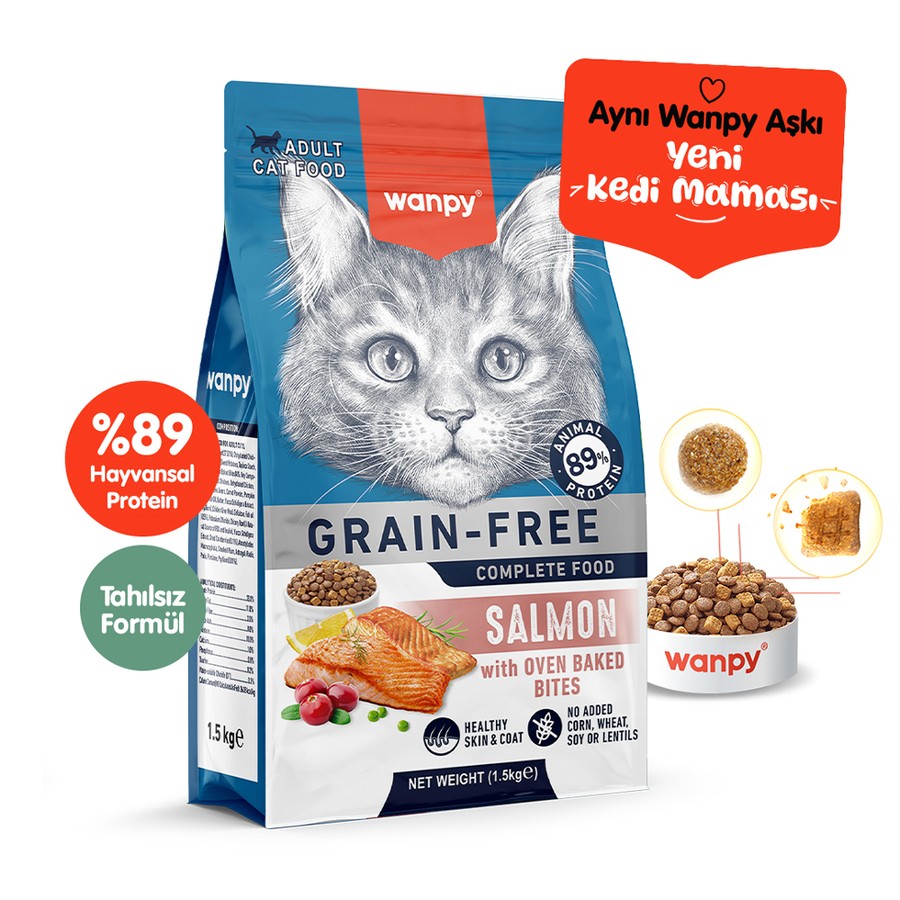 Wanpy Somonlu Tahılsız Yetişkin Kedi Maması