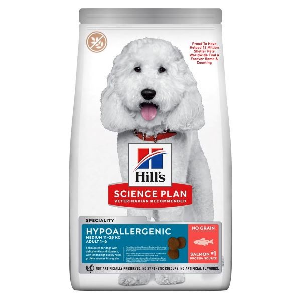 Hills Science Plan Hypoallergenic Somonlu Orta Irk Yetişkin Tahılsız Köpek Maması