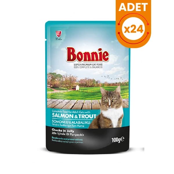 Bonnie Somonlu Alabalıklı Pouch Jelly Yetişkin Kedi Konserve Maması