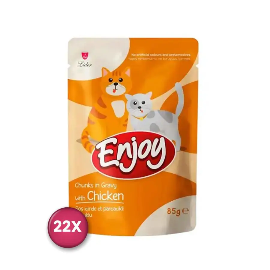 Enjoy Pouch Sos İçinde Et Parçacıklı Tavuklu Yetişkin Kedi Konservesi