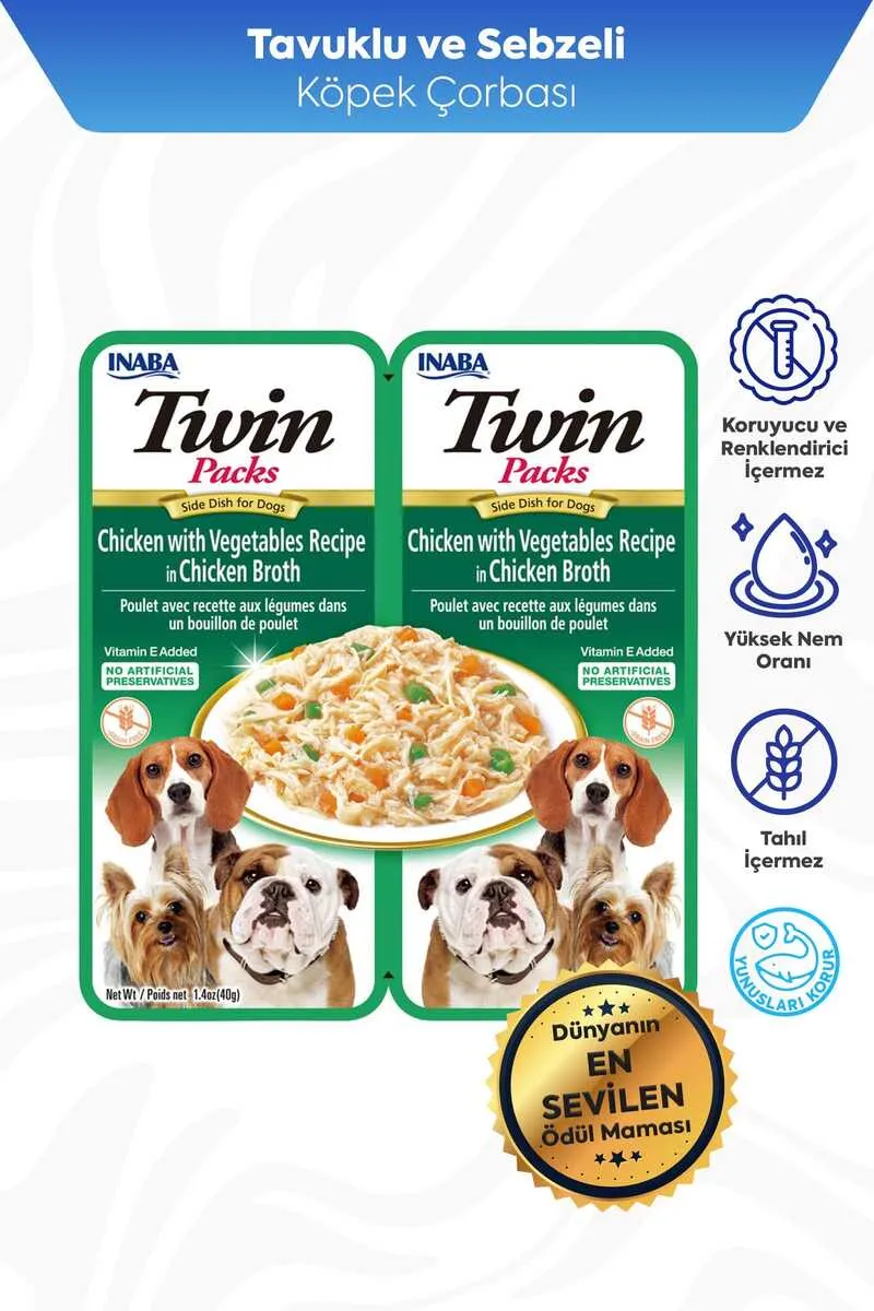 Ciao Twin Churu Tavuklu Sebzeli Köpek Çorbası 2 x 40 Gr 40g