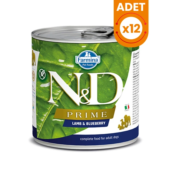 N&D Prime Kuzu Etli ve Yaban Mersinli Konserve Köpek Maması - 12 Adet 285 Gr