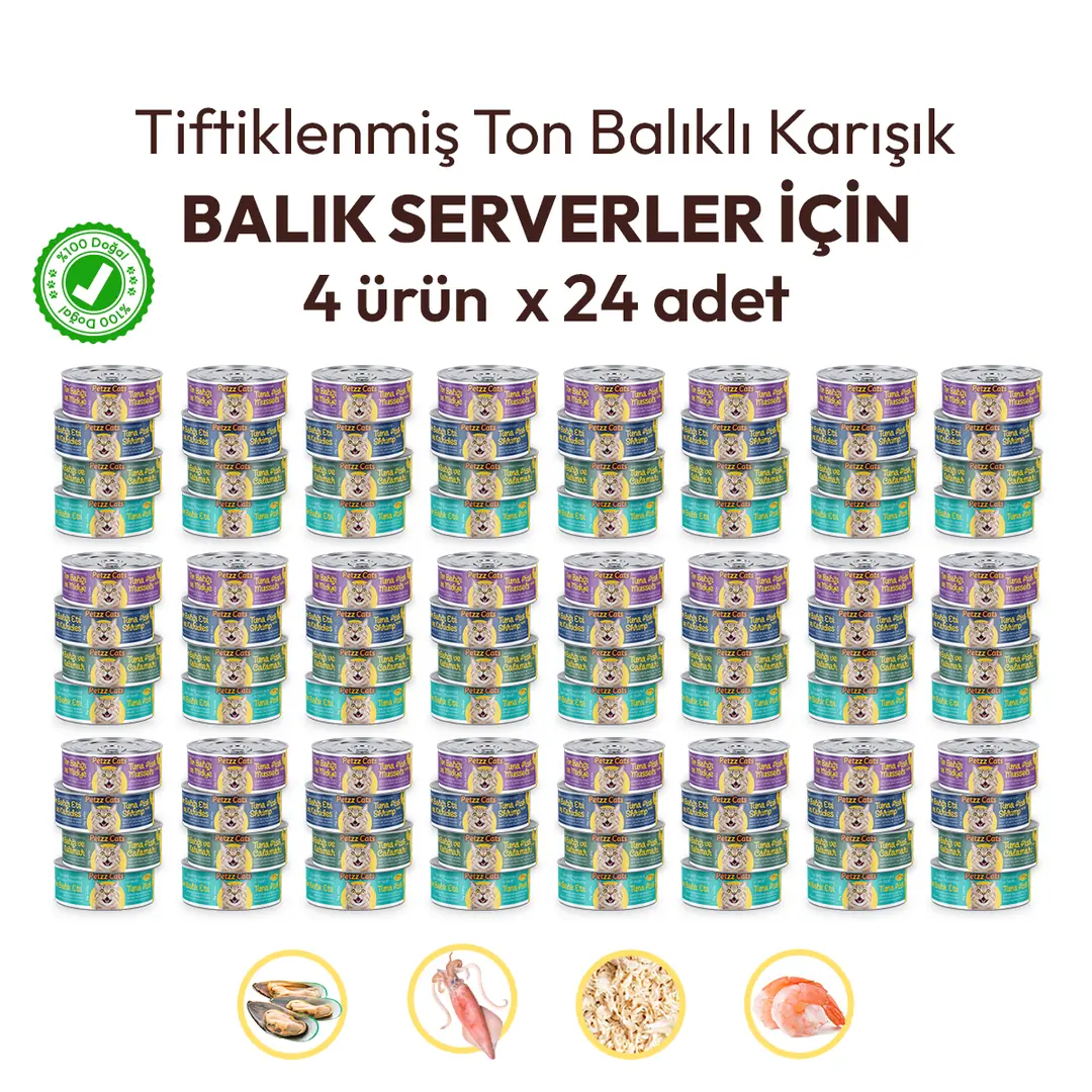 PetzzCats Lezzetli Sos İçinde Taze Fileto Ton Balıklı Karışık Konserve Kedi Maması