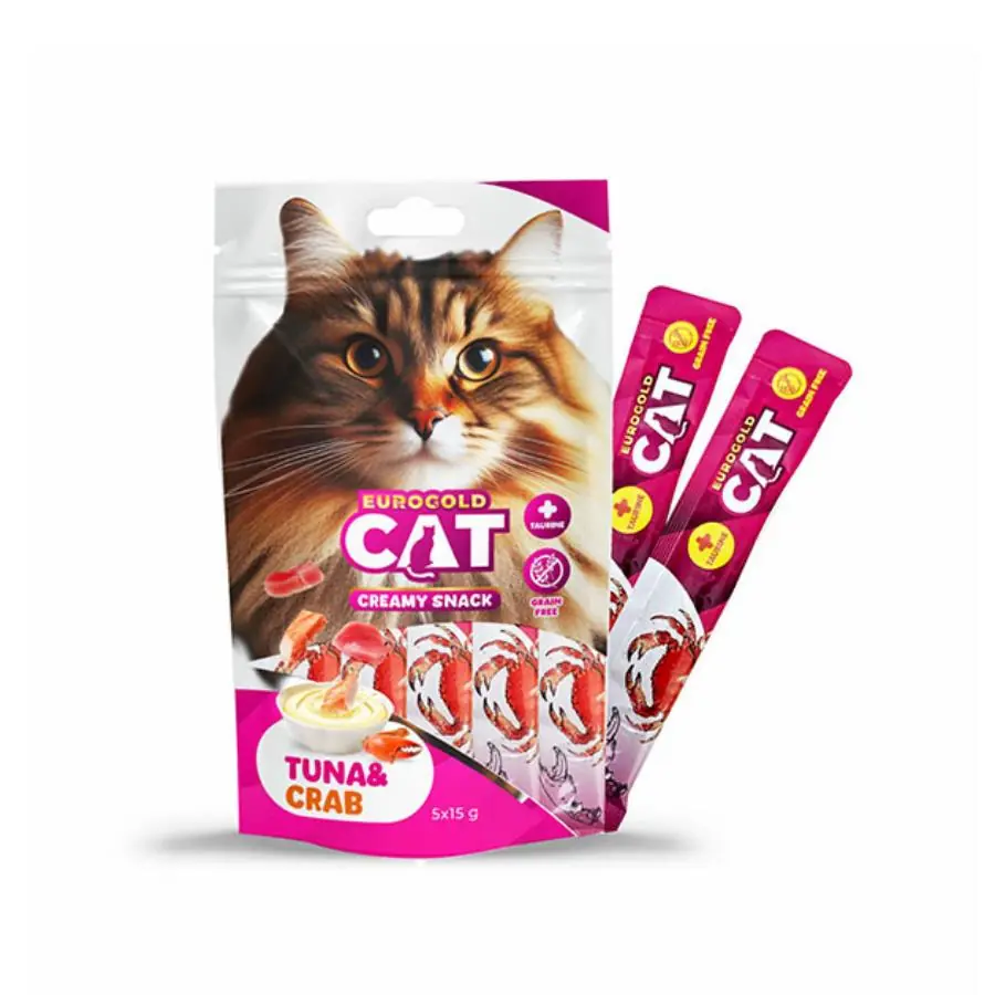 EuroGold Cat Ton Balığı ve Yengeç Aromalı Sıvı Kedi Ödülü 5x15Gr