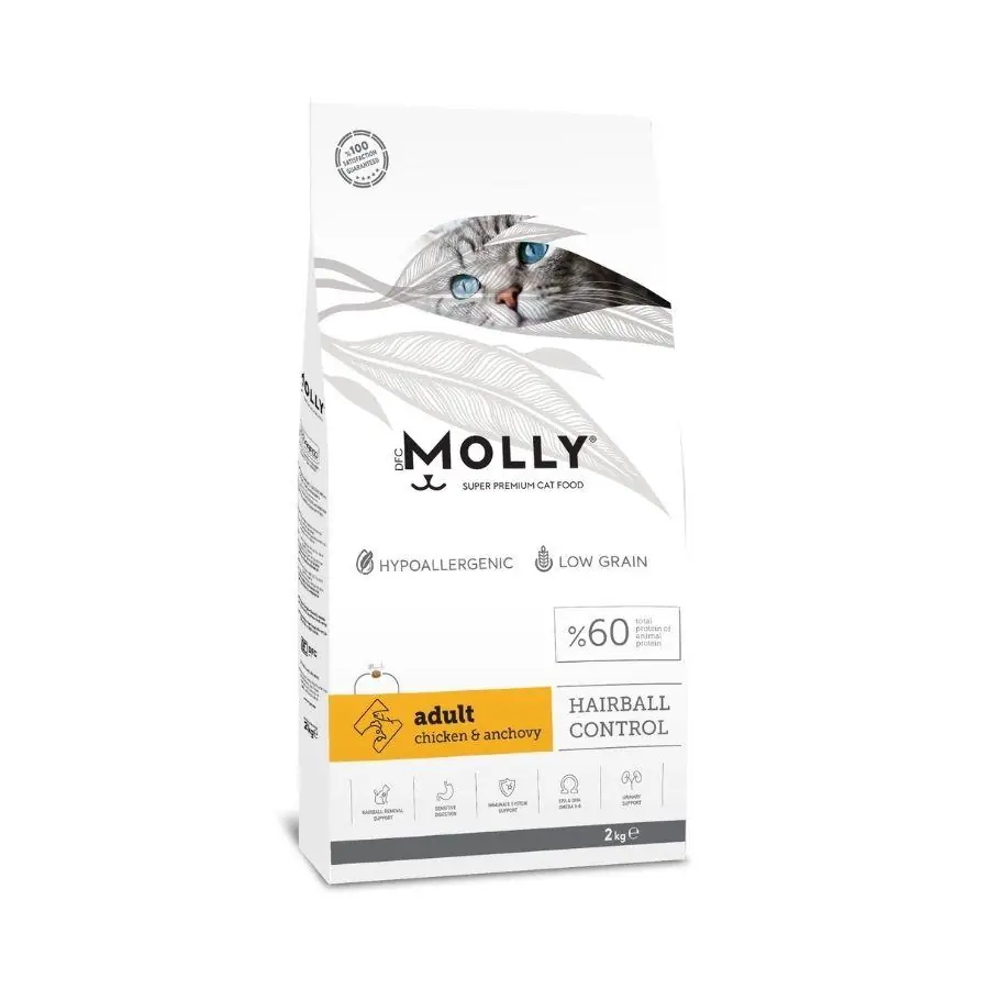 Molly Düşük Tahıllı Hypoallergenic Tavuklu ve Hamsili Yetişkin Kedi Maması 10 Kg 10kg